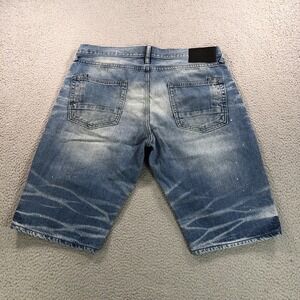 Prps Shorts Mens 36 Blue Denim Jeans Honeycomb Paint Splatter Distressed Faded